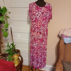 Fuschia Floral Cotton Jersey Dress. sz XL